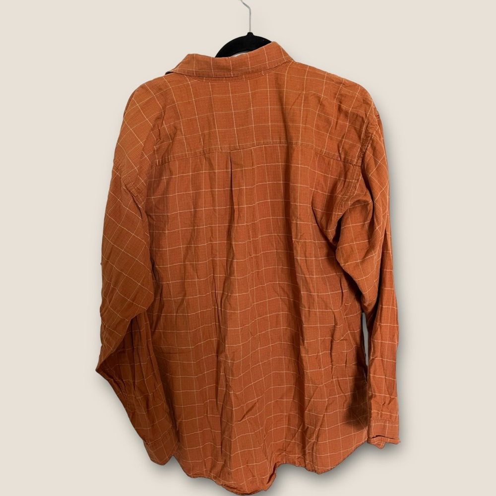 Patagonia Shirt Men's L Long Sleeve Burnt Orange Collar LOGO Top Plaid Cotton ✅ - Picture 2 of 4